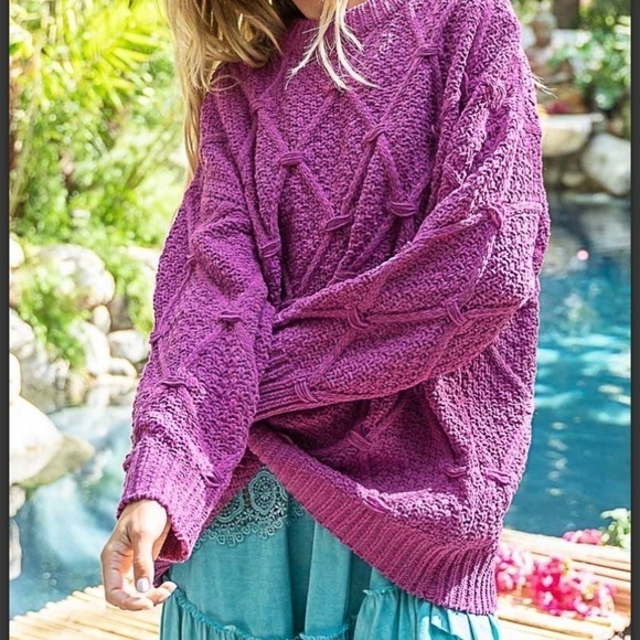 POL Sweaters - POL oversized crewneck chenille sweater in a fun grape color